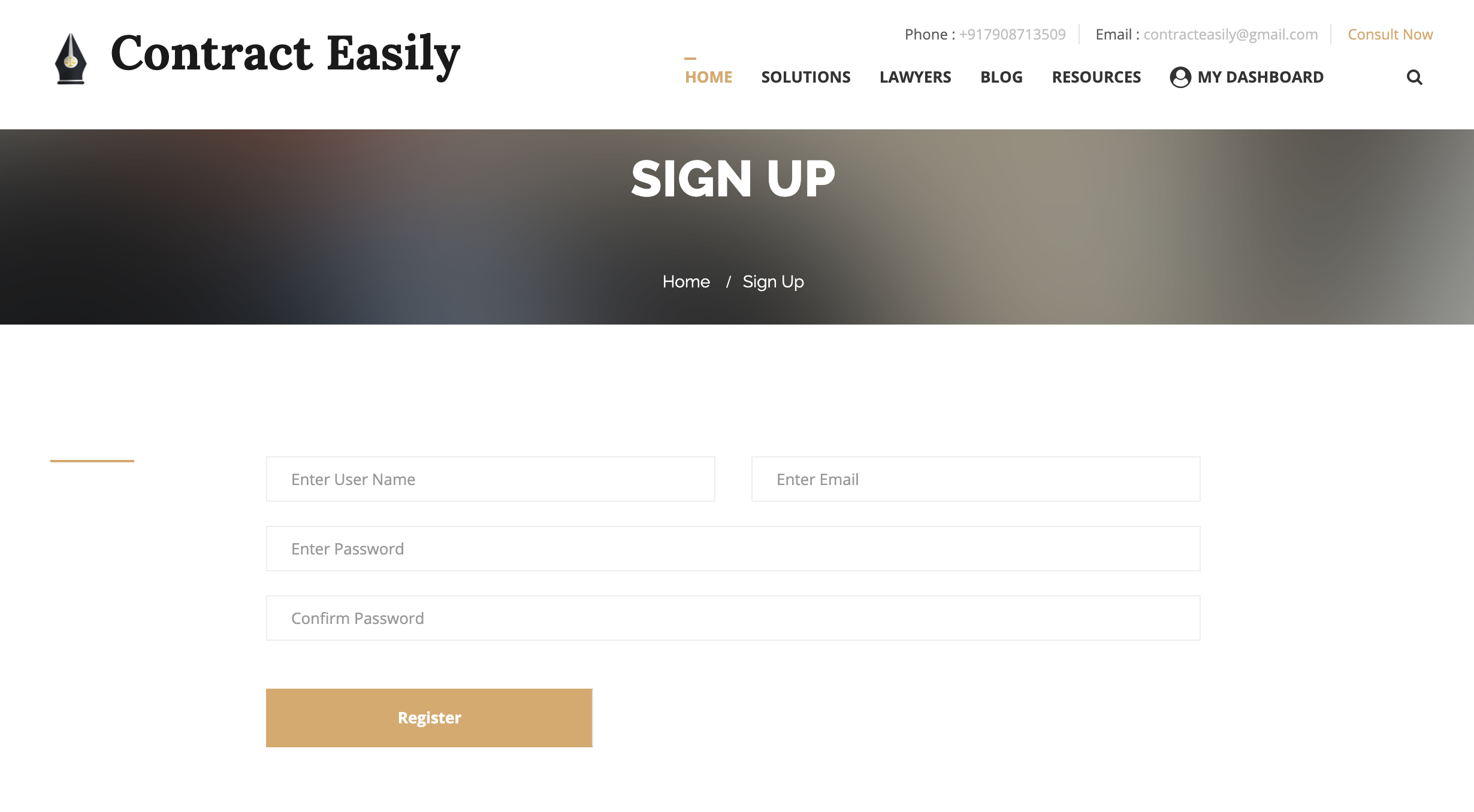 Contract Easily Sign Up
